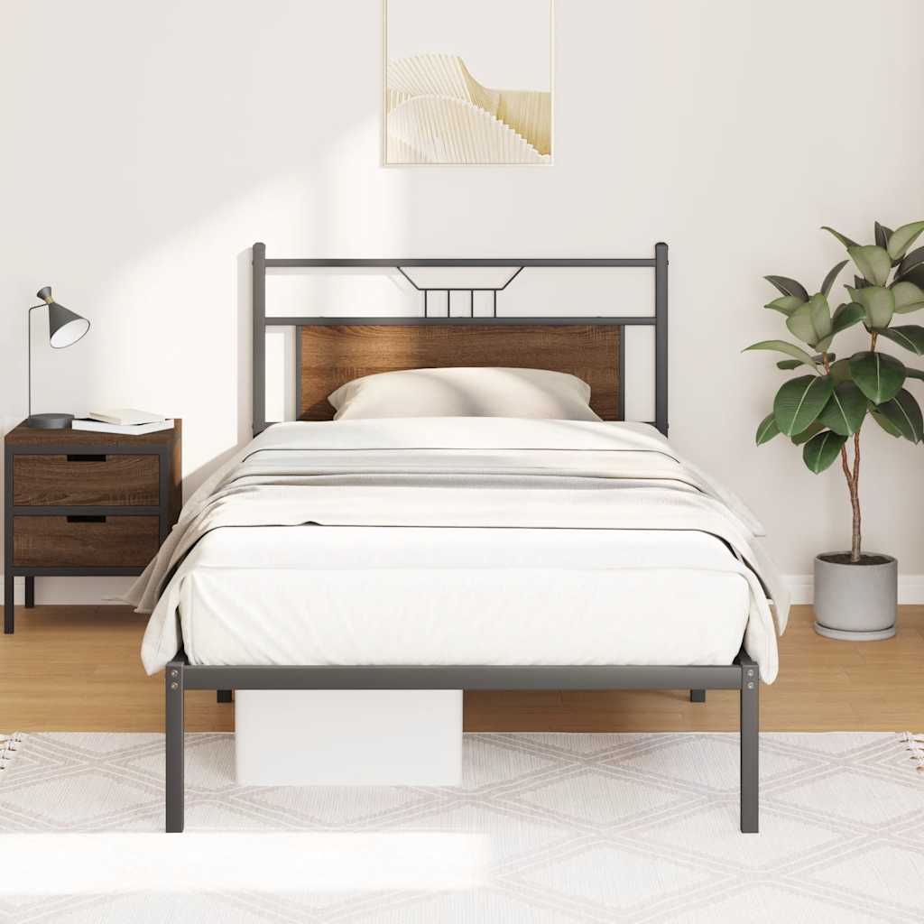 Bed Frame without Mattress Brown Oak 100x200 cm Engineered Wood