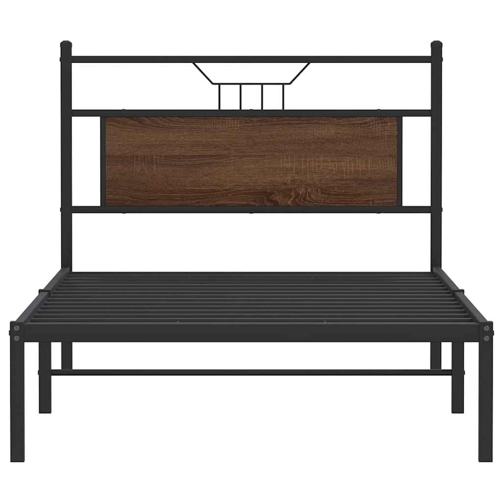 Bed Frame without Mattress Brown Oak 100x200 cm Engineered Wood