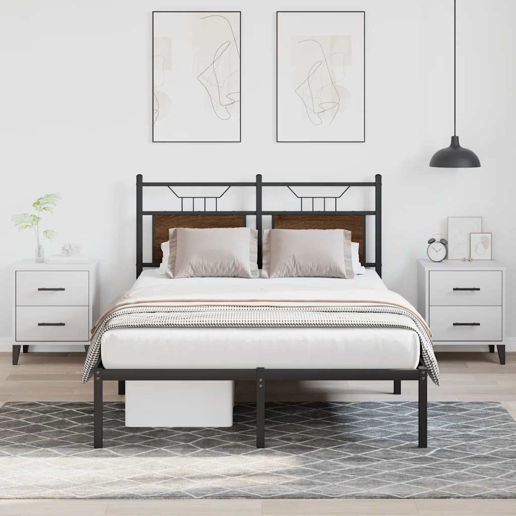 Bed Frame without Mattress Brown Oak 120x190 cm Small Double Engineered Wood