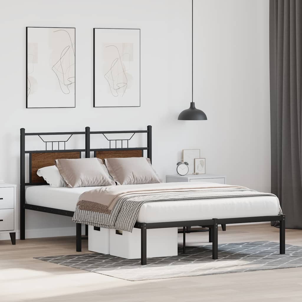 Bed Frame without Mattress Brown Oak 120x190 cm Small Double Engineered Wood
