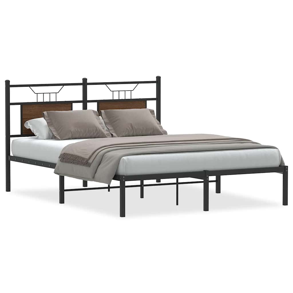 Bed Frame without Mattress Brown Oak 137x190 cm Engineered Wood