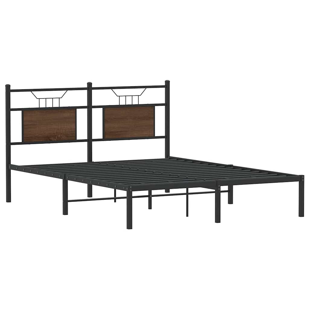 Bed Frame without Mattress Brown Oak 137x190 cm Engineered Wood