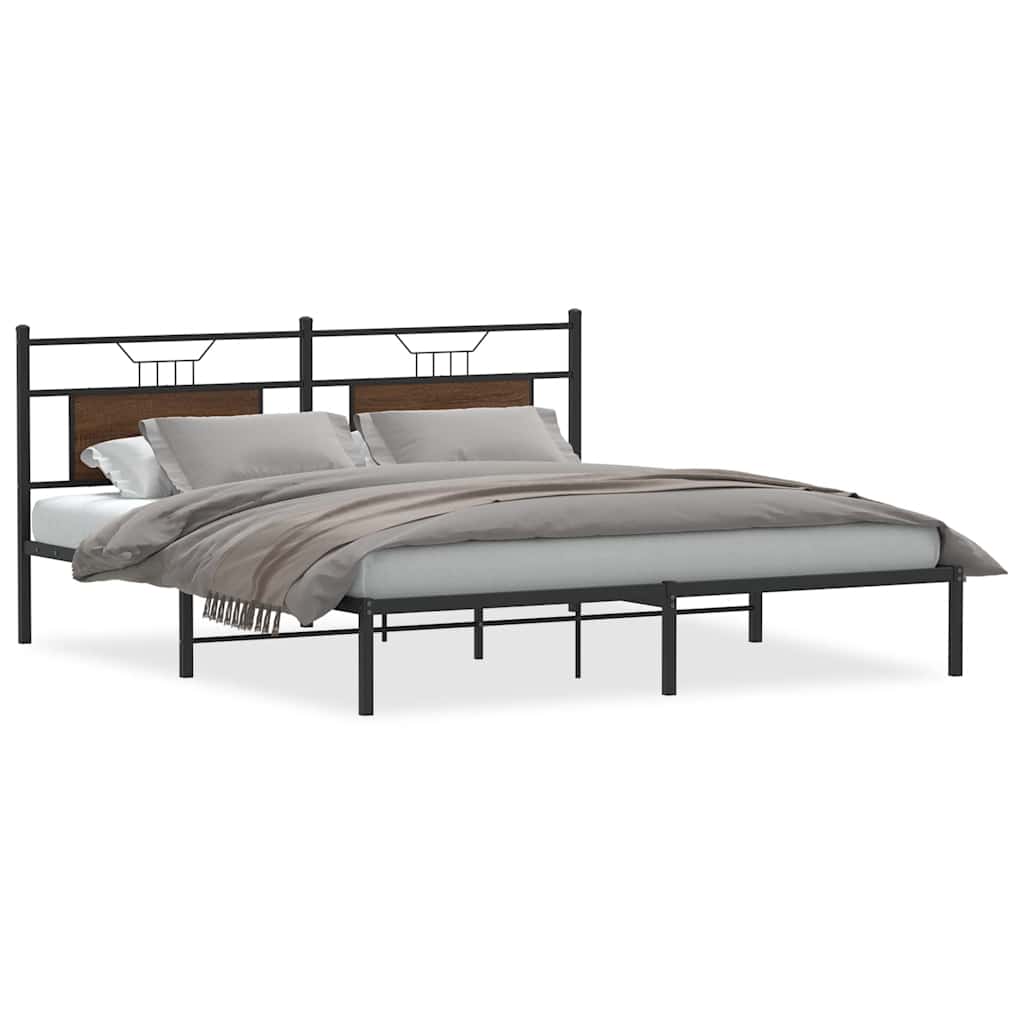 Bed Frame without Mattress Brown Oak 183x213 cm Engineered Wood