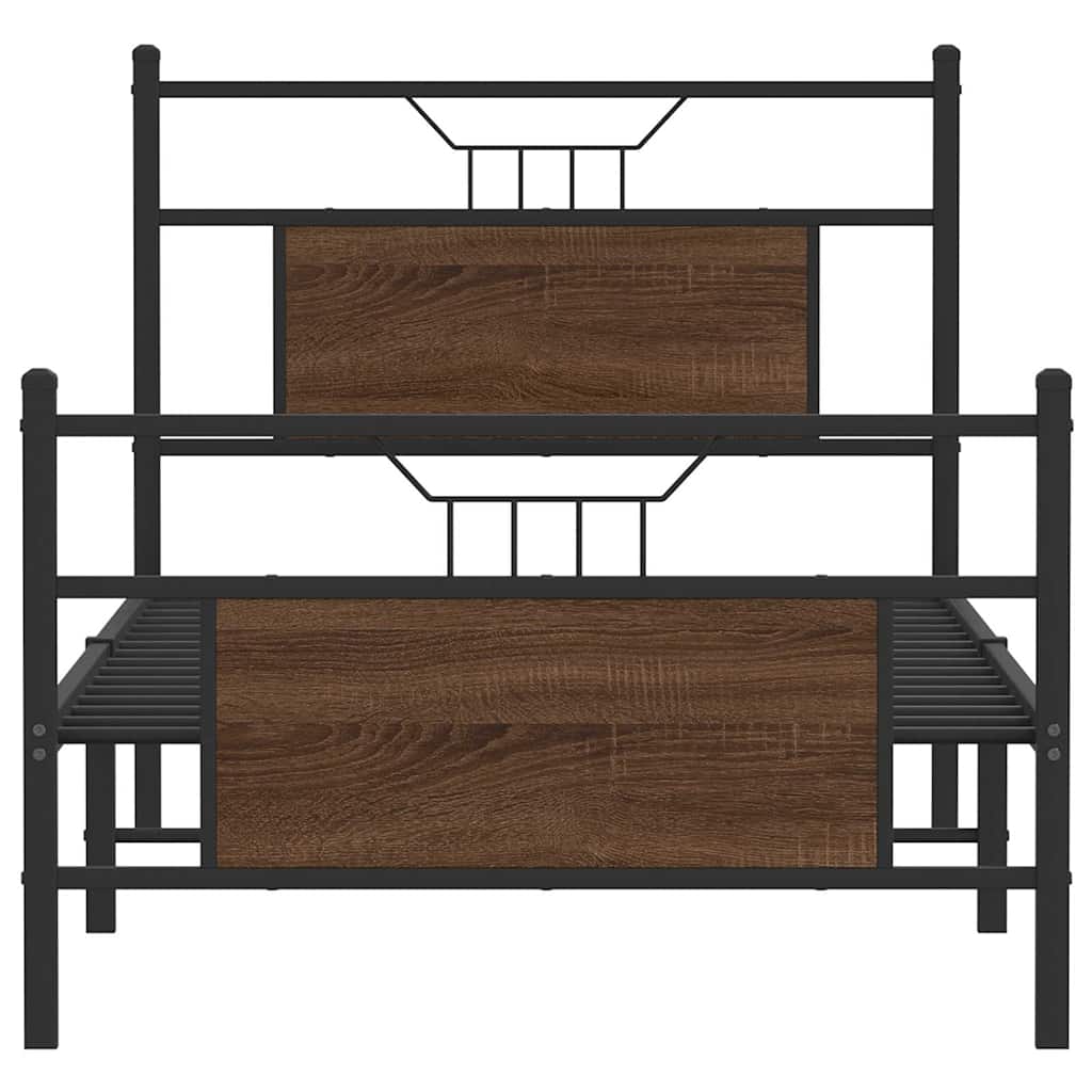 Bed Frame without Mattress Brown Oak 75x190 cm Small Single Engineered Wood