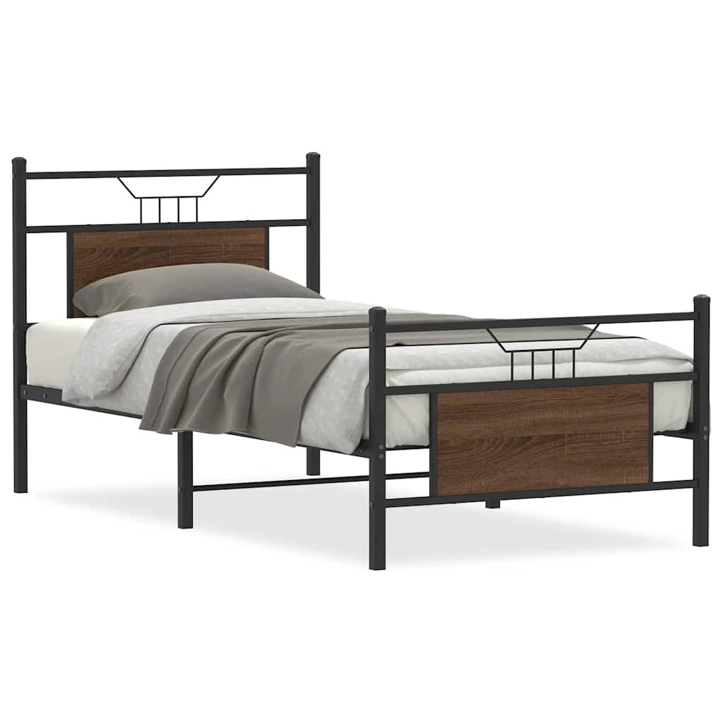 Bed Frame without Mattress Brown Oak 90x200 cm Engineered Wood