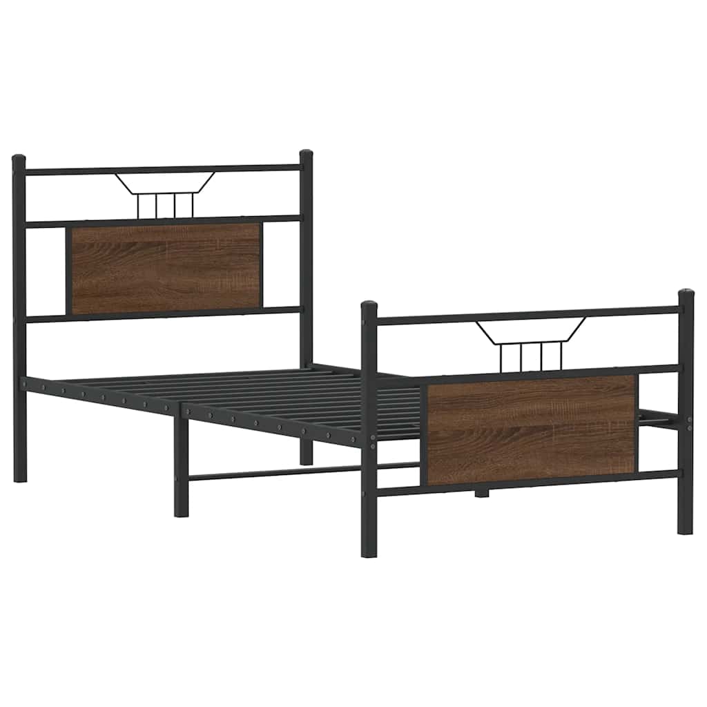 Bed Frame without Mattress Brown Oak 90x200 cm Engineered Wood