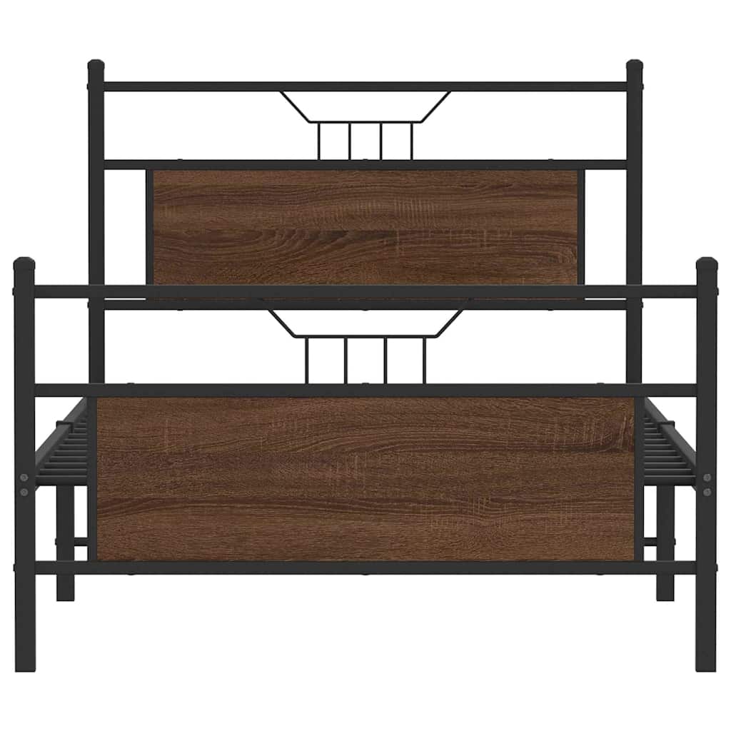 Bed Frame without Mattress Brown Oak 100x190 cm Engineered Wood