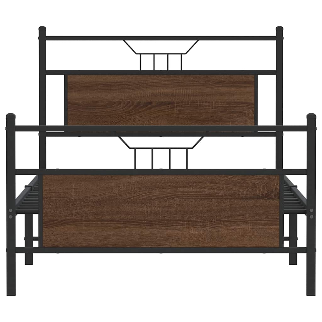 Bed Frame without Mattress Brown Oak 107x203 cm Engineered Wood