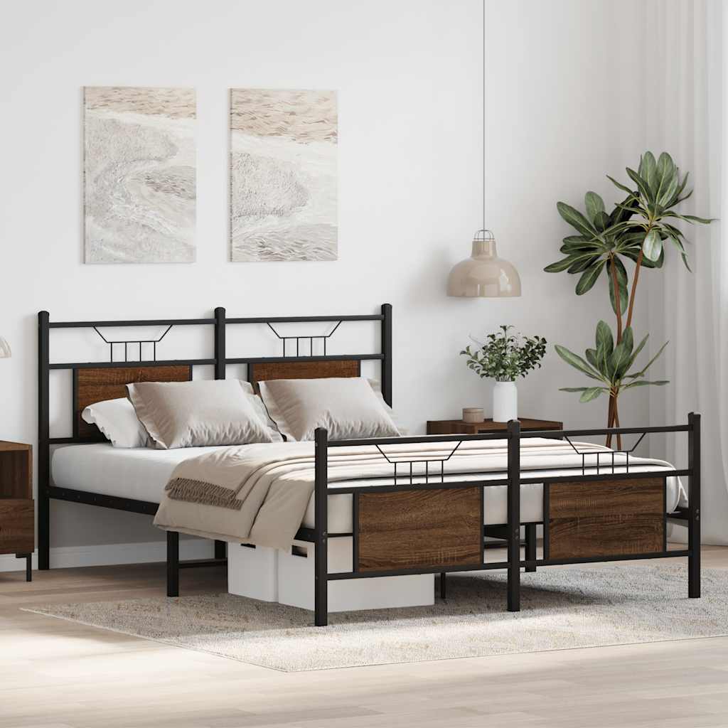 Bed Frame without Mattress Brown Oak 137x190 cm Engineered Wood