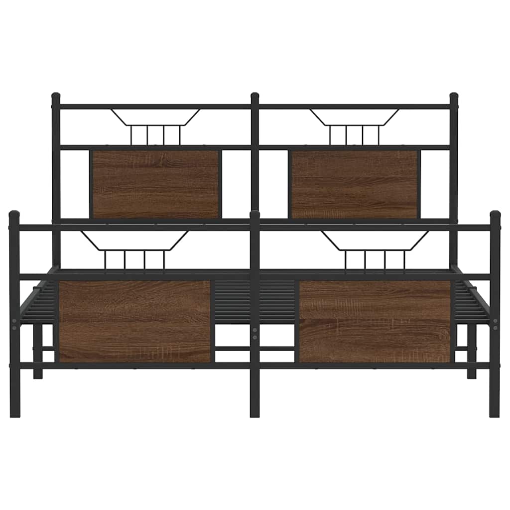 Bed Frame without Mattress Brown Oak 137x190 cm Engineered Wood