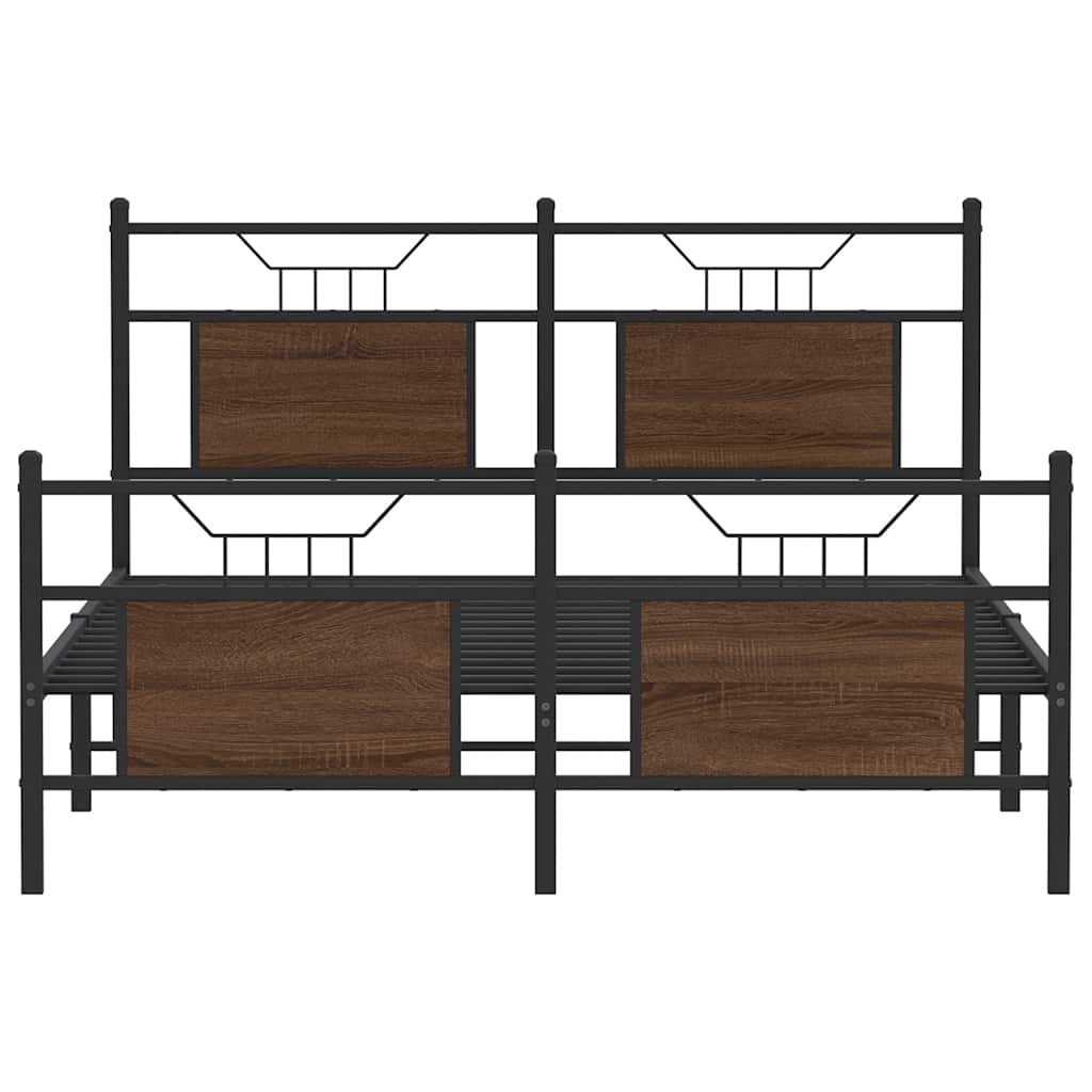 Bed Frame without Mattress Brown Oak 140x190 cm Engineered Wood