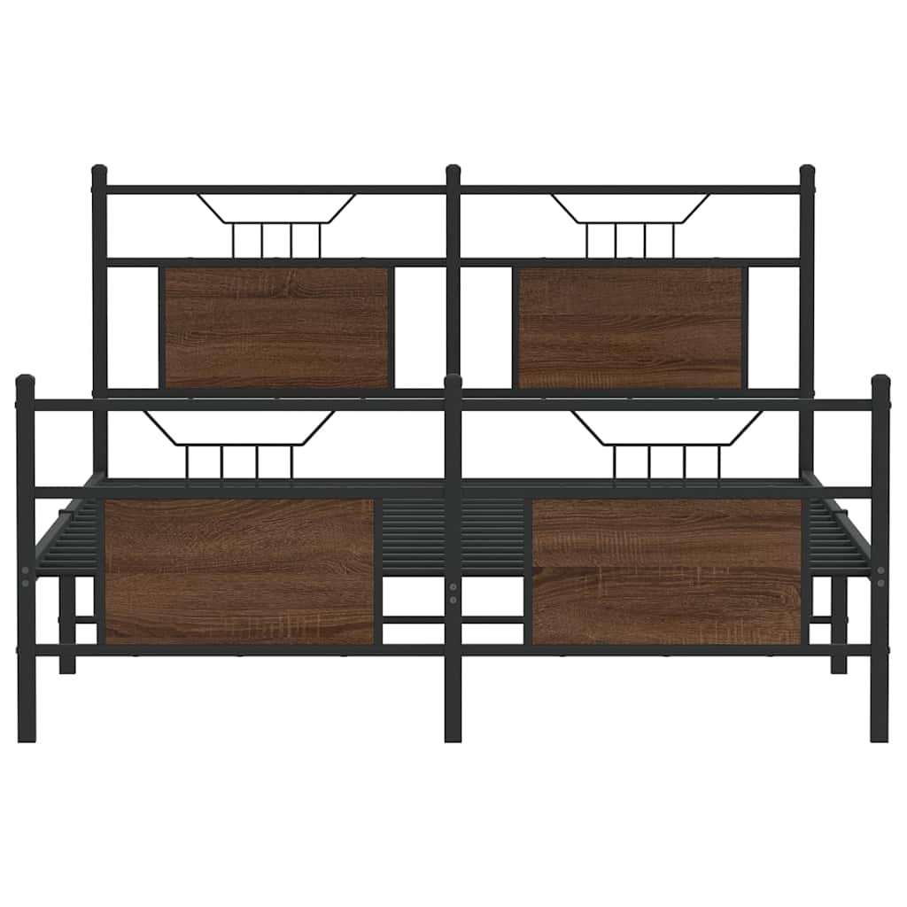 Bed Frame without Mattress Brown Oak 140x200 cm Engineered Wood