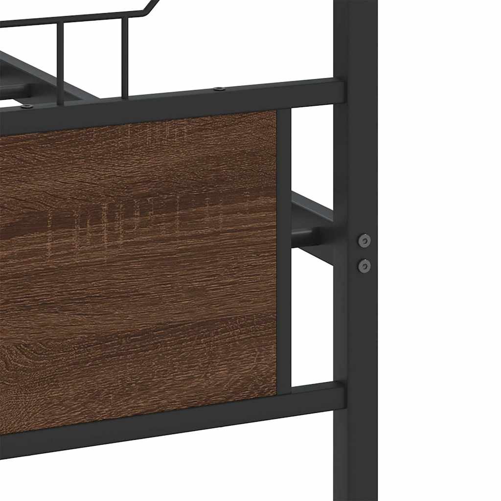 Bed Frame without Mattress Brown Oak 140x200 cm Engineered Wood