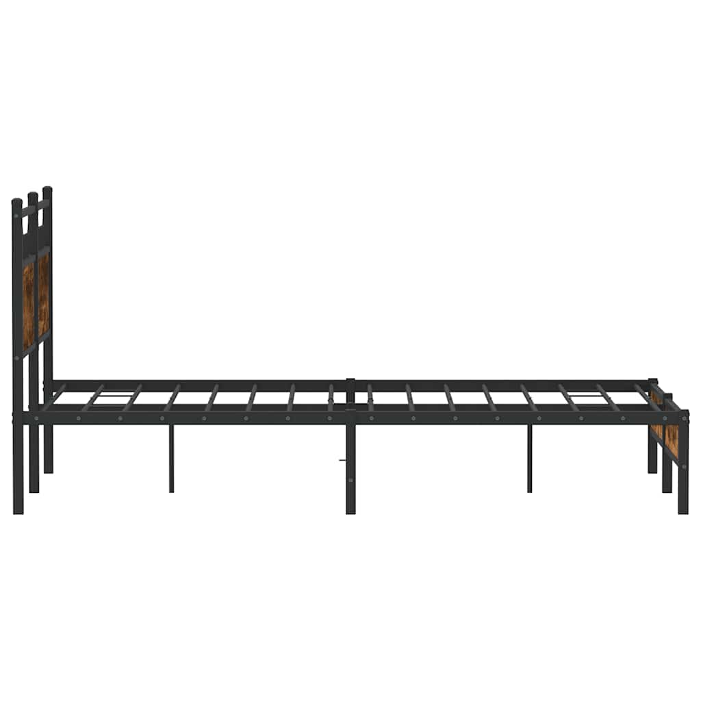 Bed Frame without Mattress Smoked Oak 120x190 cm Small Double Engineered Wood