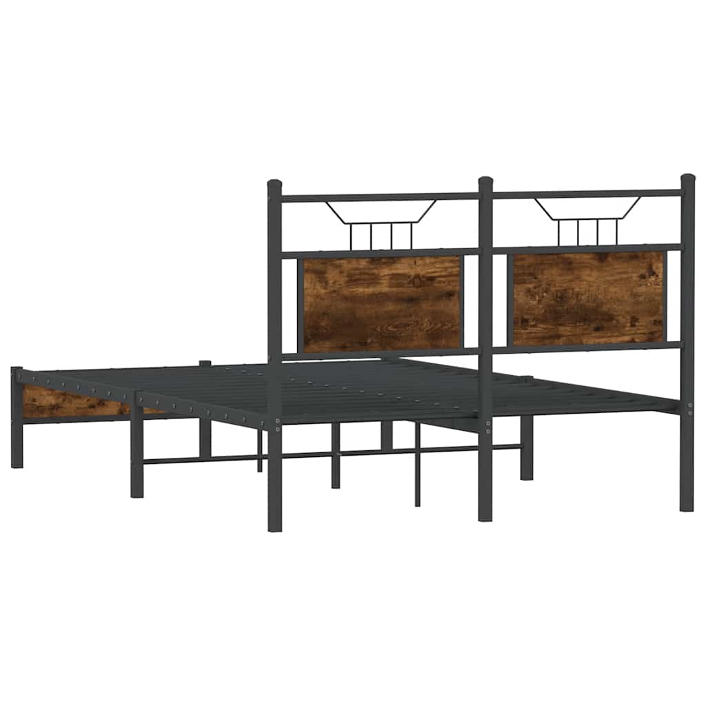 Bed Frame without Mattress Smoked Oak 120x190 cm Small Double Engineered Wood