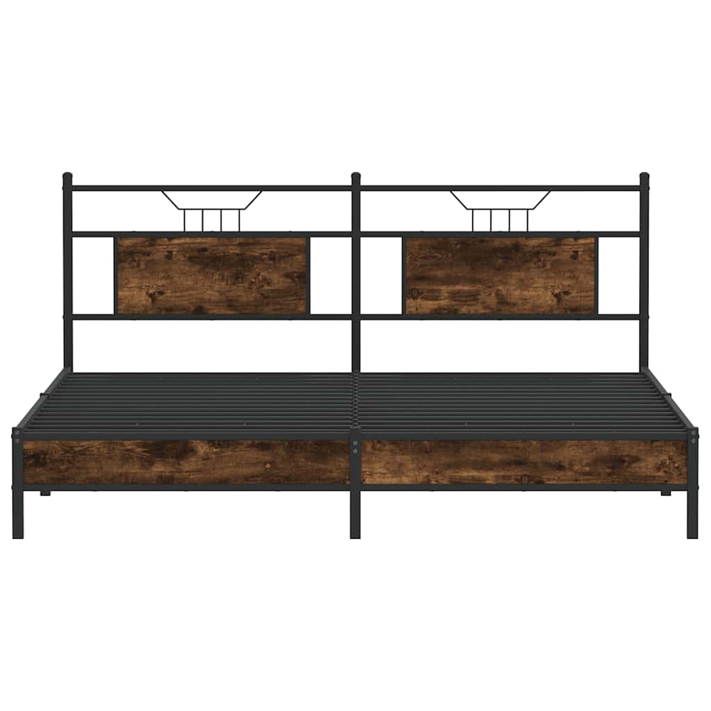 Bed Frame without Mattress Smoked Oak 160x200 cm Engineered Wood
