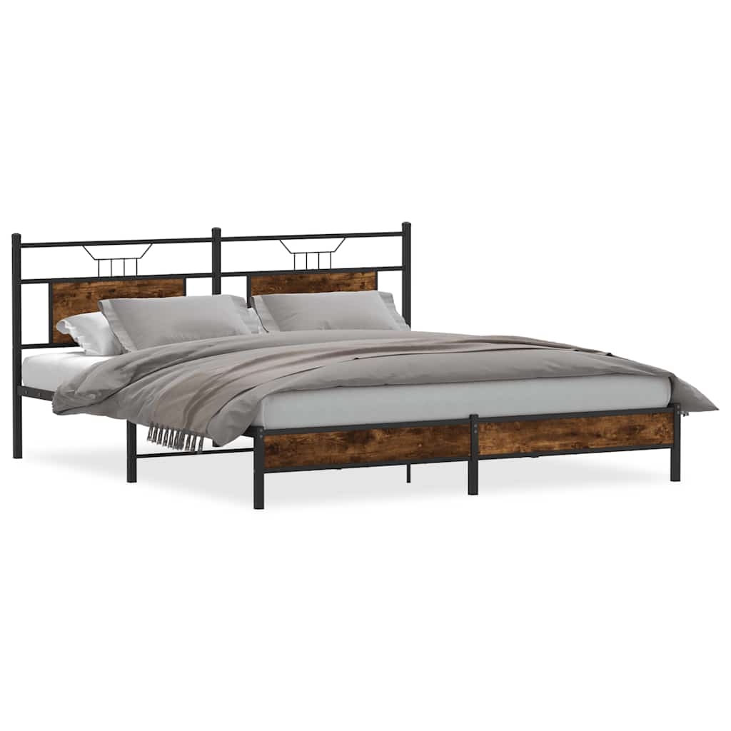 Bed Frame without Mattress Smoked Oak 183x213 cm Engineered Wood