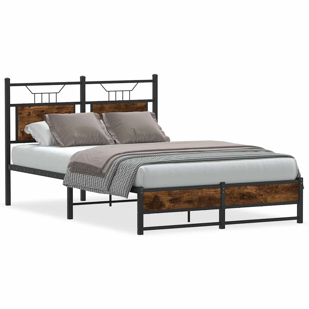 Bed Frame without Mattress Smoked Oak 120x200 cm Engineered Wood