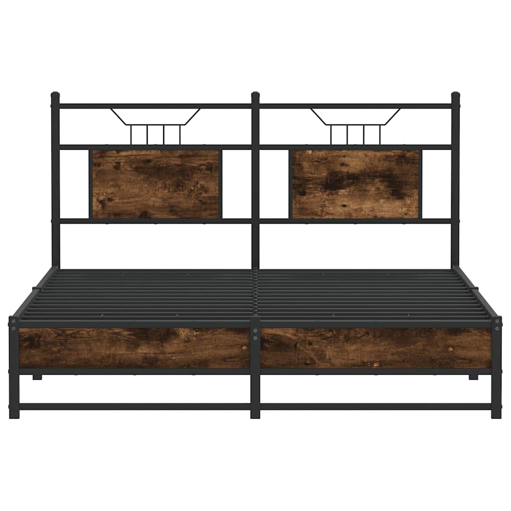 Bed Frame without Mattress Smoked Oak 140x200 cm Engineered Wood