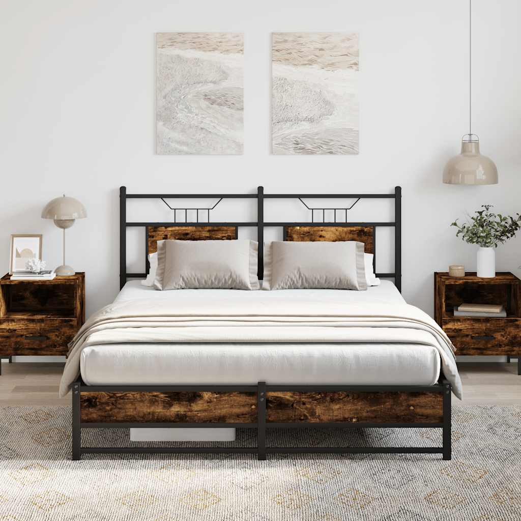 Bed Frame without Mattress Smoked Oak 150x200 cm King Size Engineered Wood