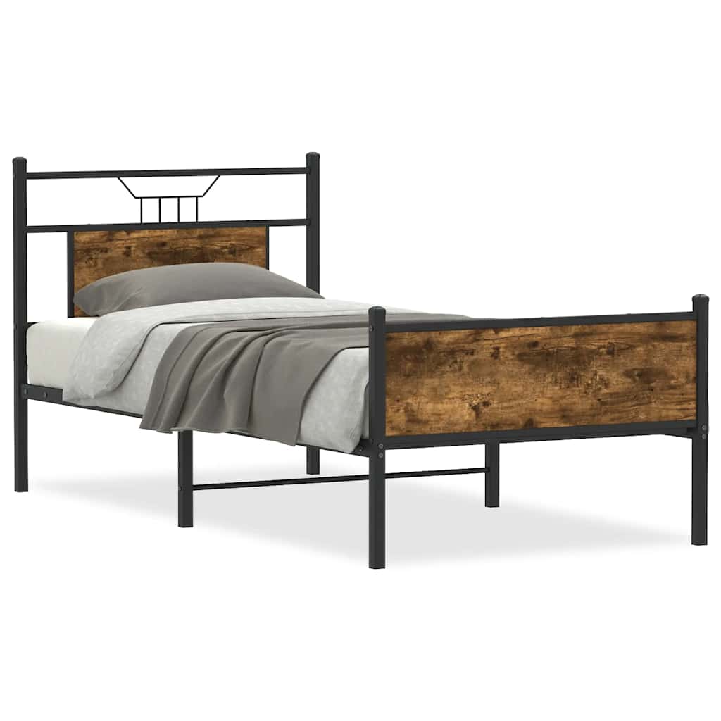 Bed Frame without Mattress Smoked Oak 80x200 cm Engineered Wood