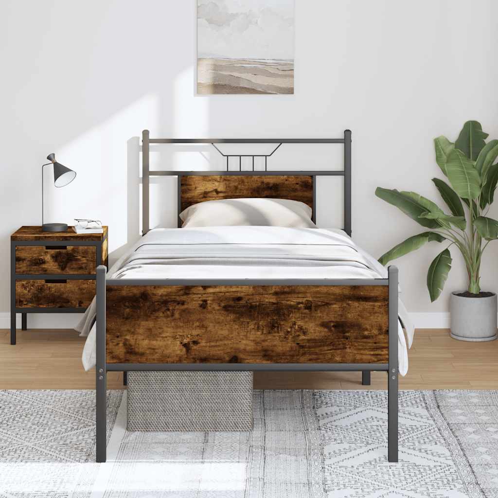 Bed Frame without Mattress Smoked Oak 80x200 cm Engineered Wood