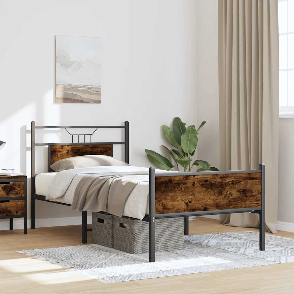 Bed Frame without Mattress Smoked Oak 80x200 cm Engineered Wood