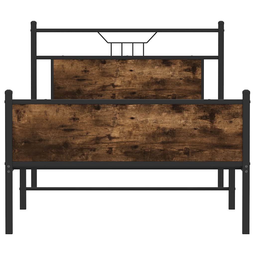 Bed Frame without Mattress Smoked Oak 100x190 cm Engineered Wood