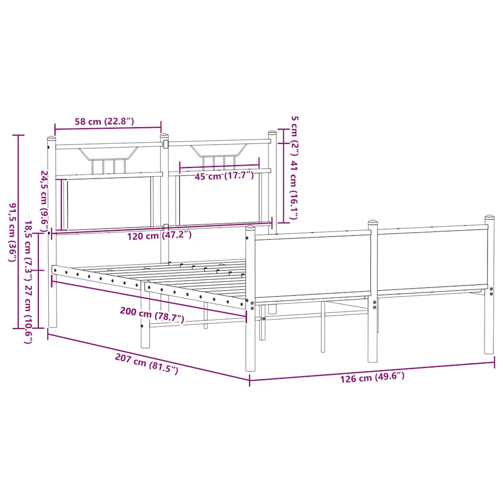 Bed Frame without Mattress Smoked Oak 120x200 cm Engineered Wood