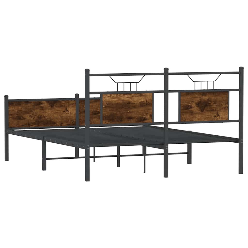 Bed Frame without Mattress Smoked Oak 140x200 cm Engineered Wood