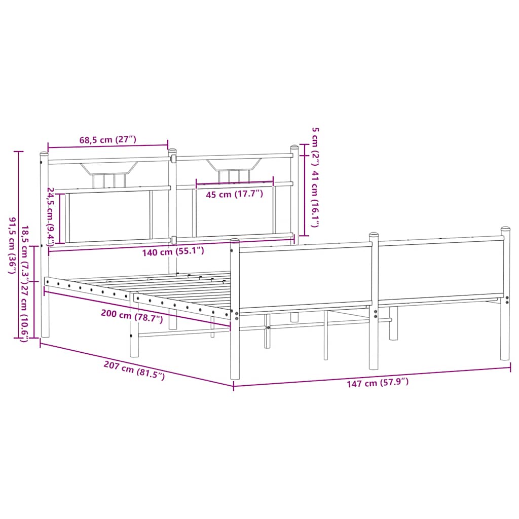 Bed Frame without Mattress Smoked Oak 140x200 cm Engineered Wood