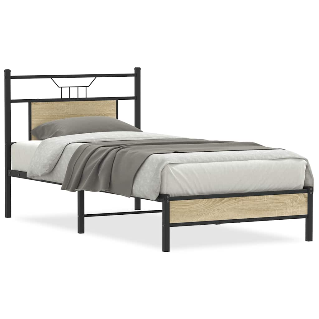Bed Frame without Mattress Sonoma Oak 90x200 cm Engineered Wood