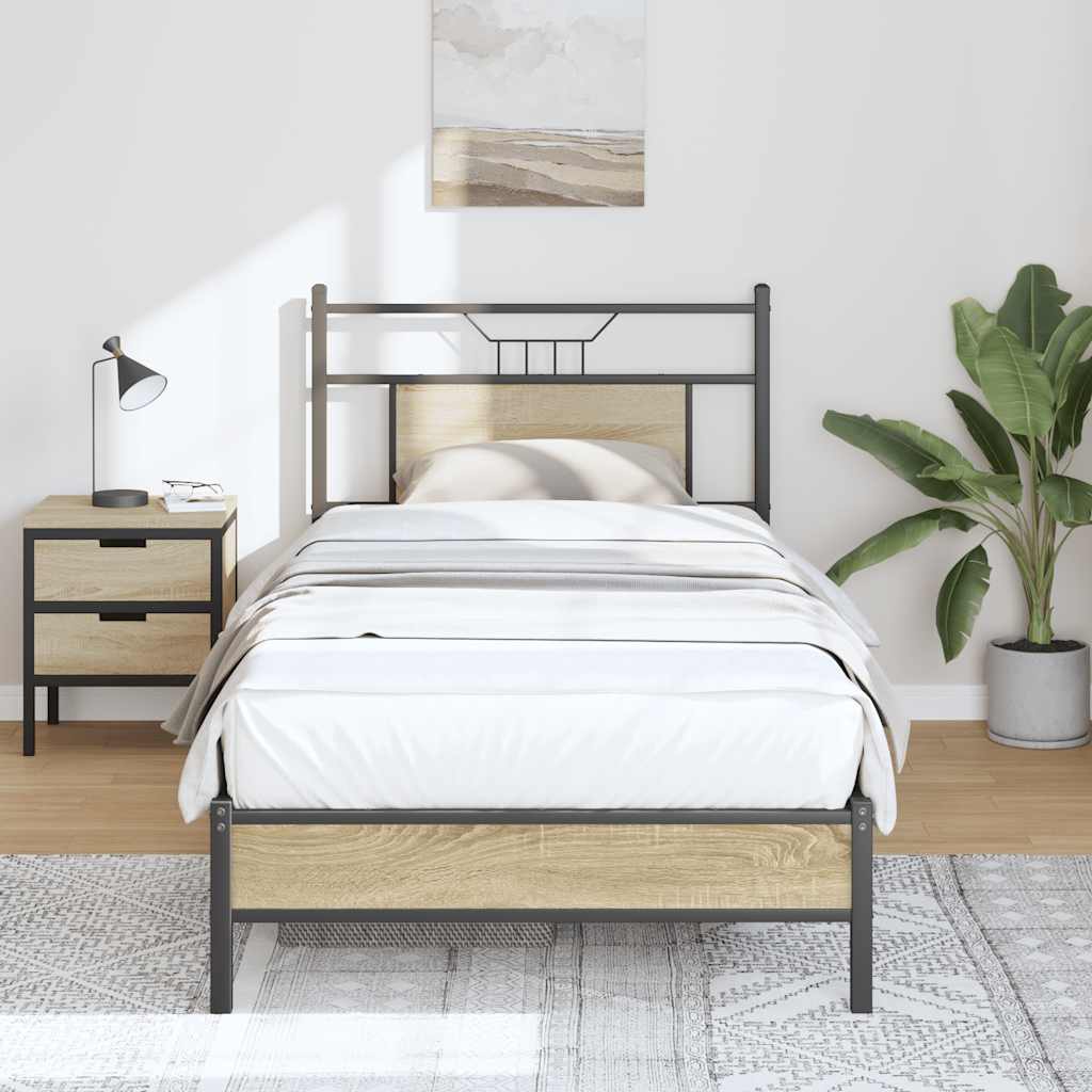 Bed Frame without Mattress Sonoma Oak 90x200 cm Engineered Wood