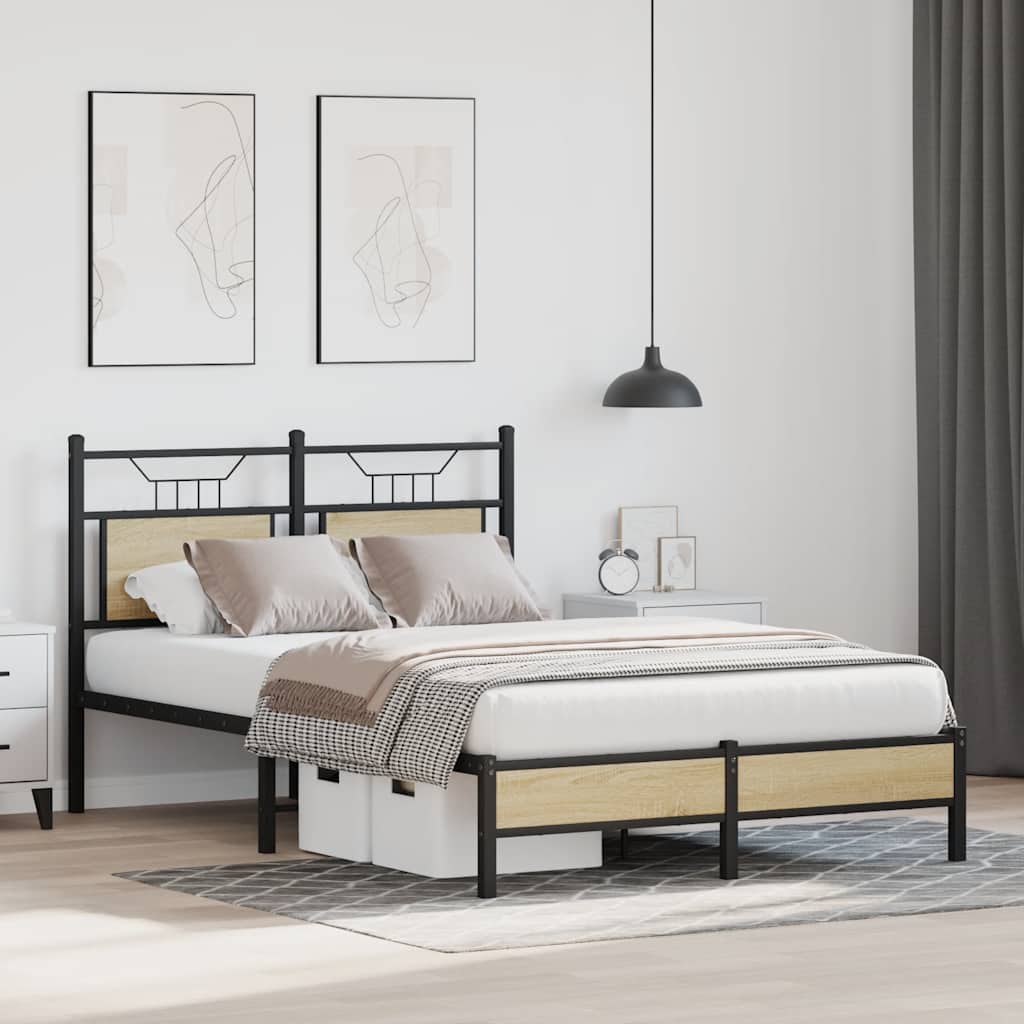 Bed Frame without Mattress Sonoma Oak 120x200 cm Engineered Wood