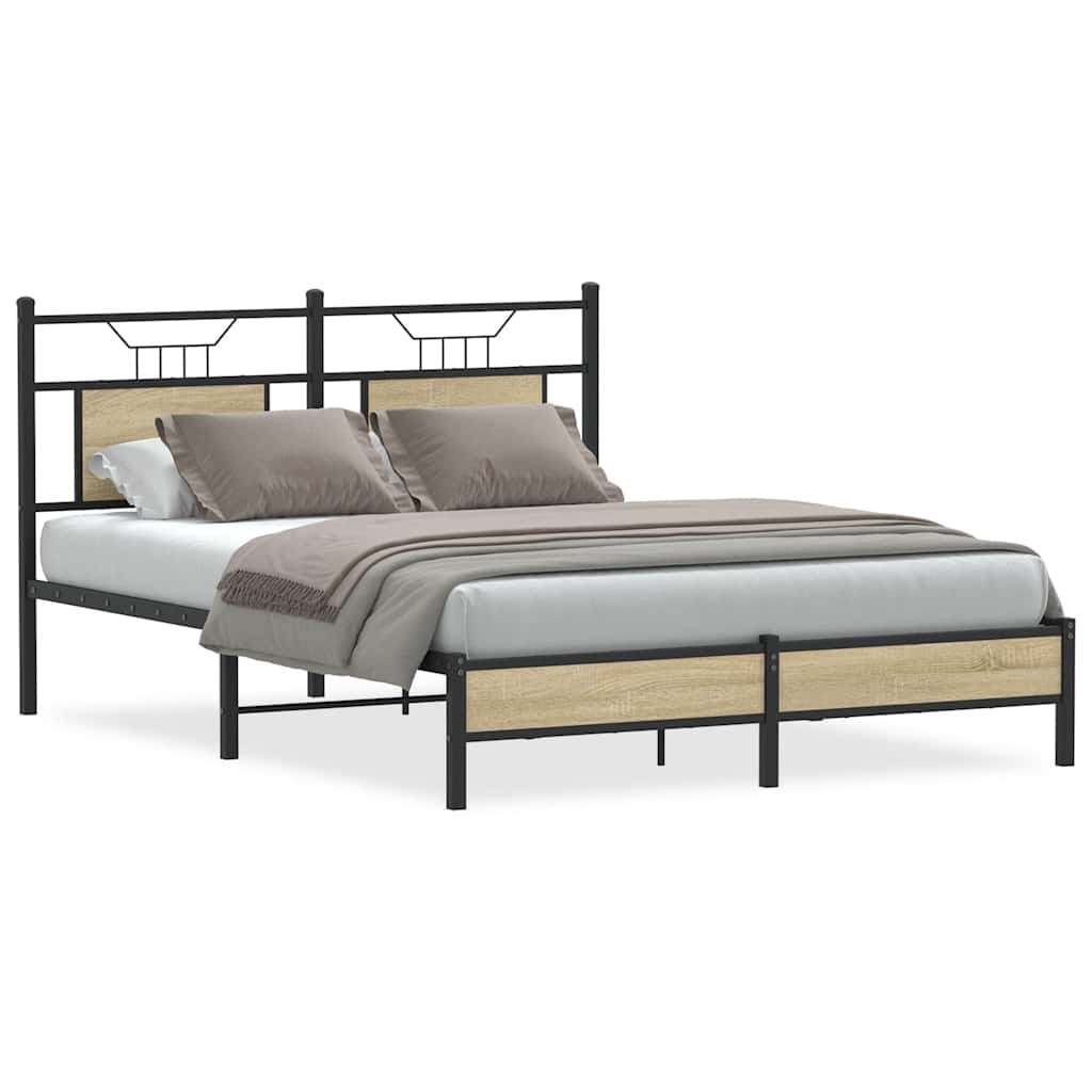 Bed Frame without Mattress Sonoma Oak 137x190 cm Engineered Wood