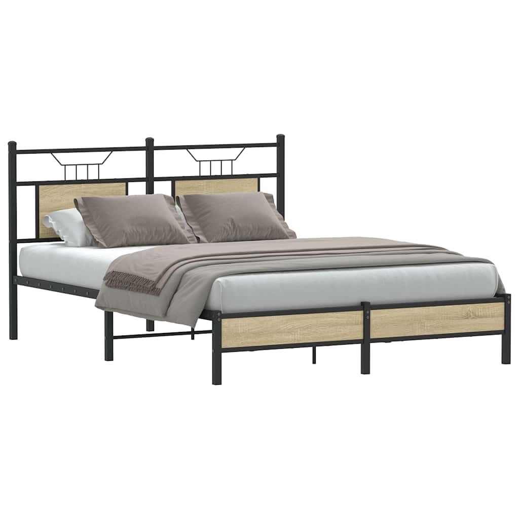 Bed Frame without Mattress Sonoma Oak 137x190 cm Engineered Wood