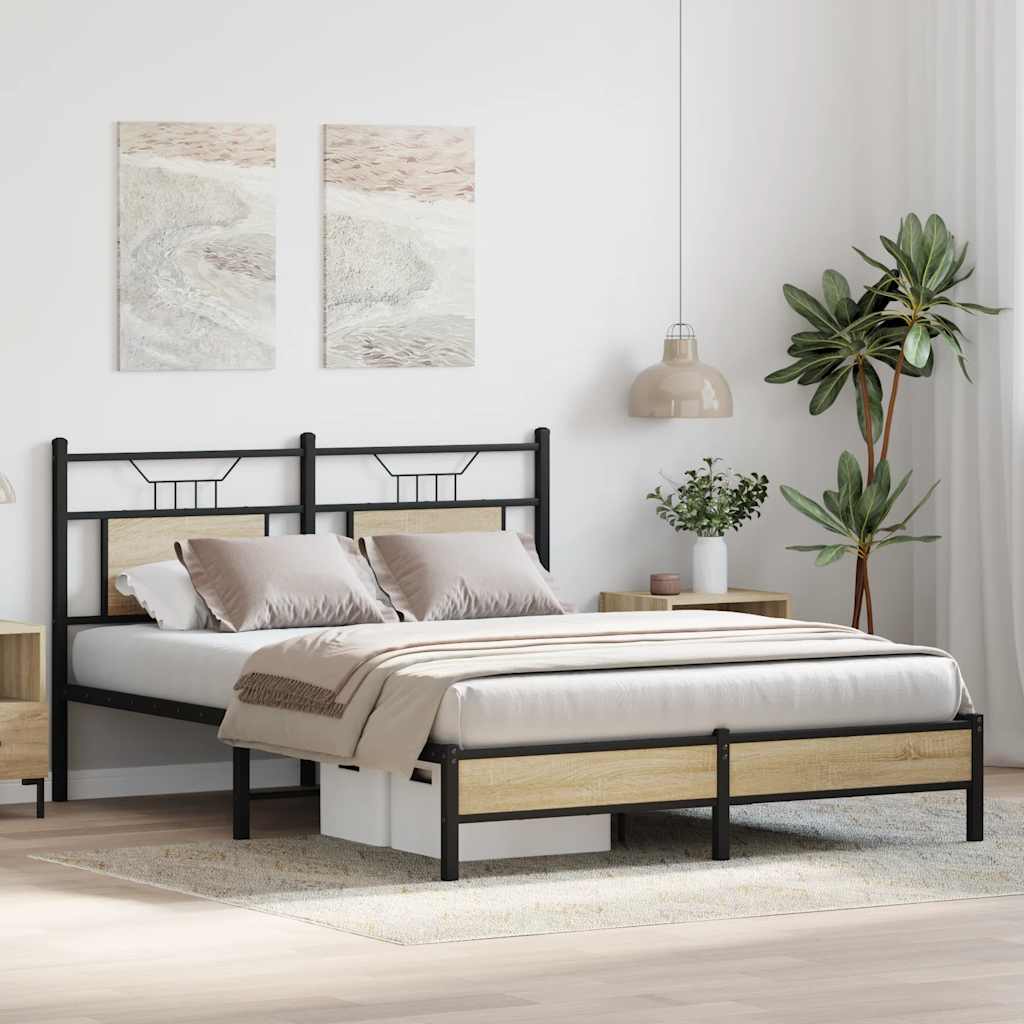 Bed Frame without Mattress Sonoma Oak 137x190 cm Engineered Wood