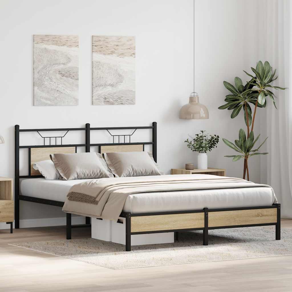 Bed Frame without Mattress Sonoma Oak 140x190 cm Engineered Wood