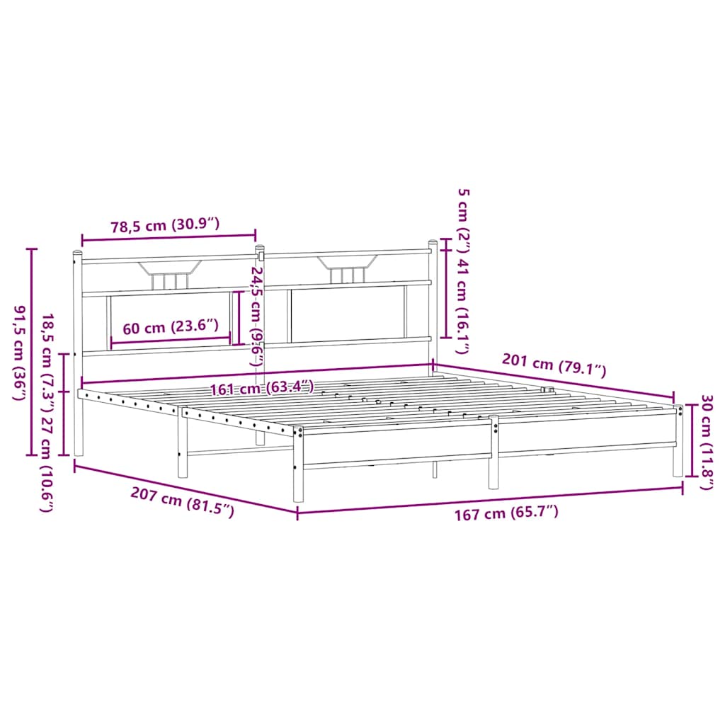 Bed Frame without Mattress Sonoma Oak 160x200 cm Engineered Wood