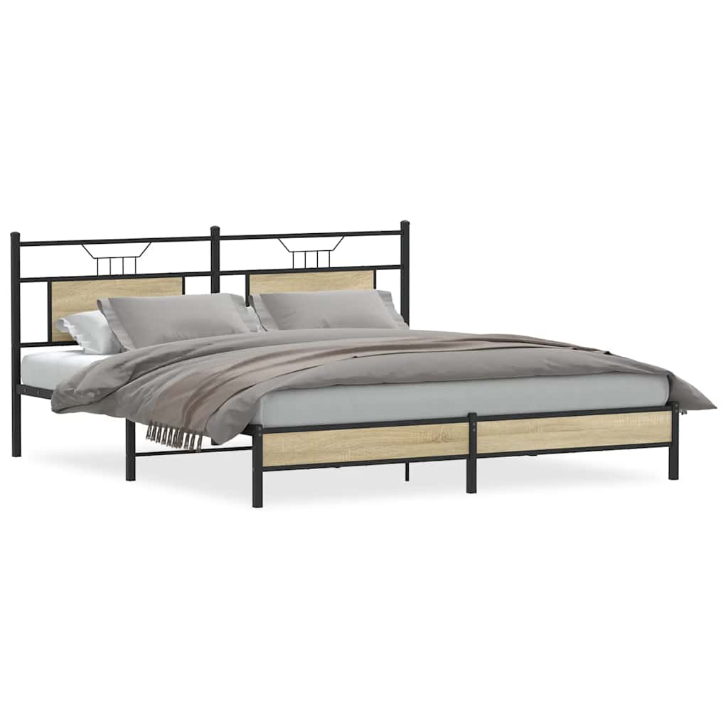 Bed Frame without Mattress Sonoma Oak 183x213 cm Engineered Wood