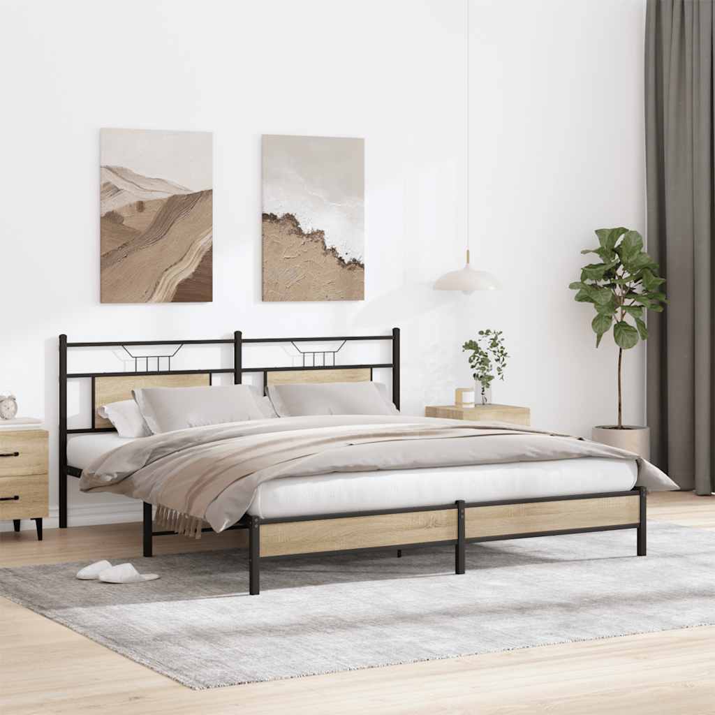 Bed Frame without Mattress Sonoma Oak 183x213 cm Engineered Wood