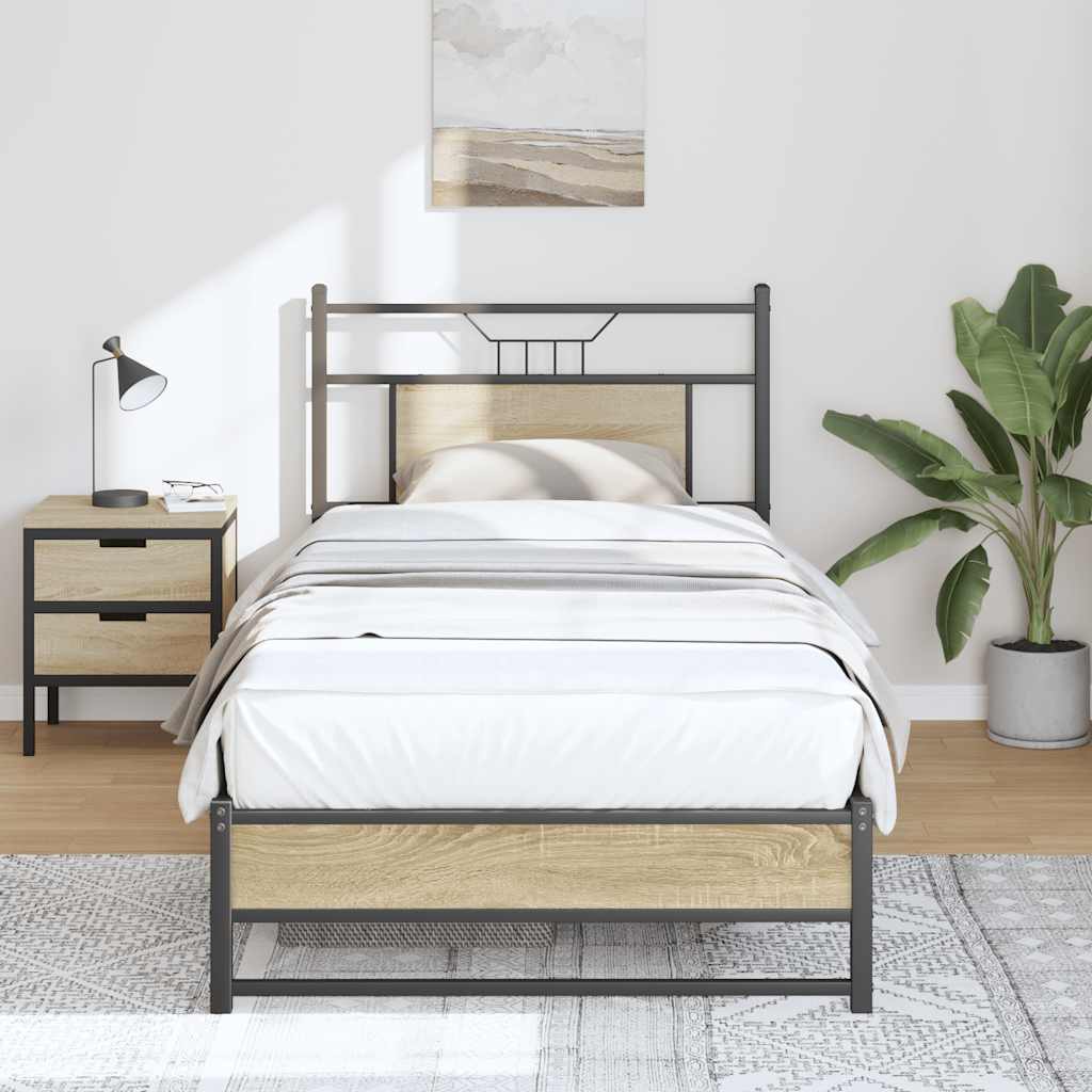 Bed Frame without Mattress Sonoma Oak 90x190 cm Single Engineered Wood