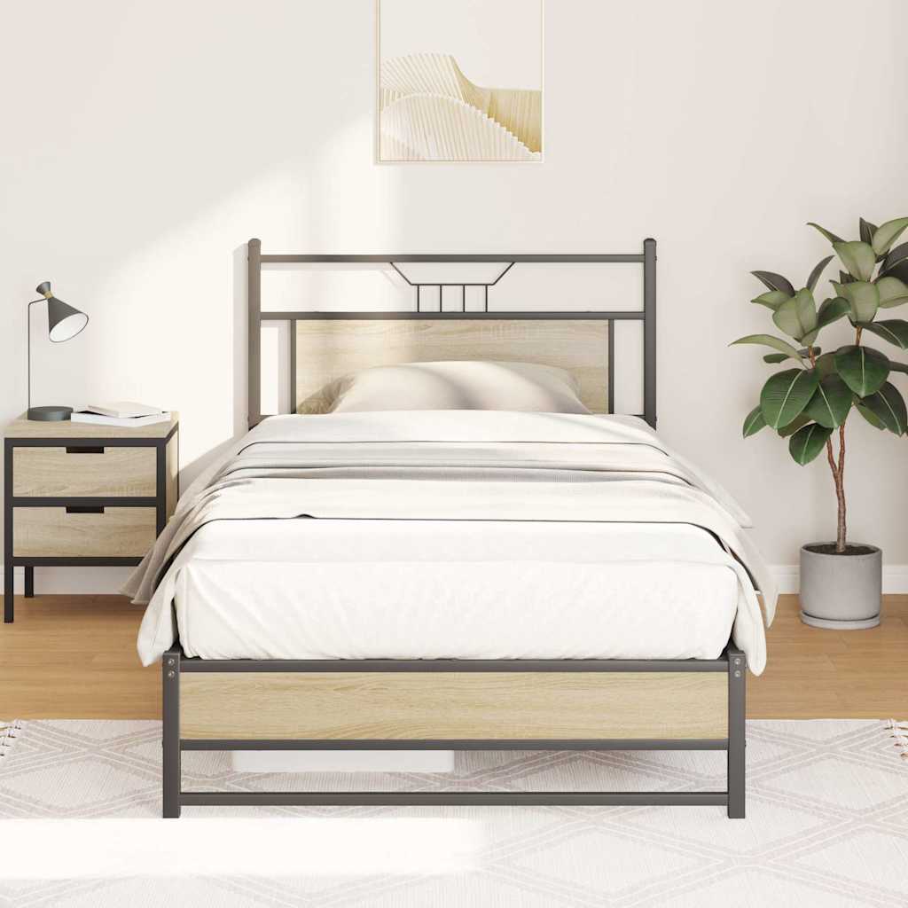 Bed Frame without Mattress Sonoma Oak 100x200 cm Engineered Wood