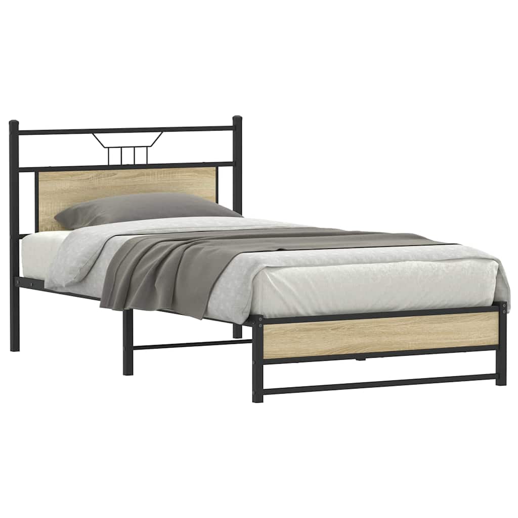 Bed Frame without Mattress Sonoma Oak 107x203 cm Engineered Wood