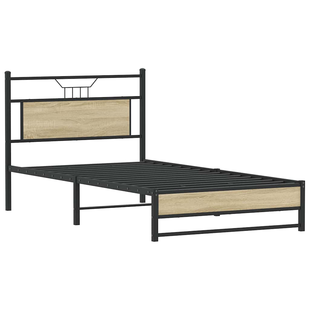 Bed Frame without Mattress Sonoma Oak 107x203 cm Engineered Wood