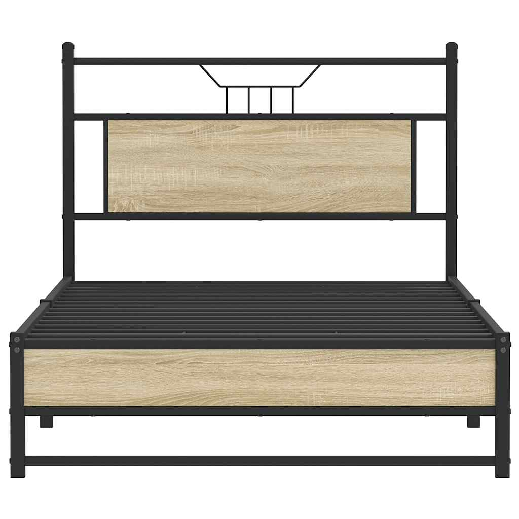 Bed Frame without Mattress Sonoma Oak 107x203 cm Engineered Wood