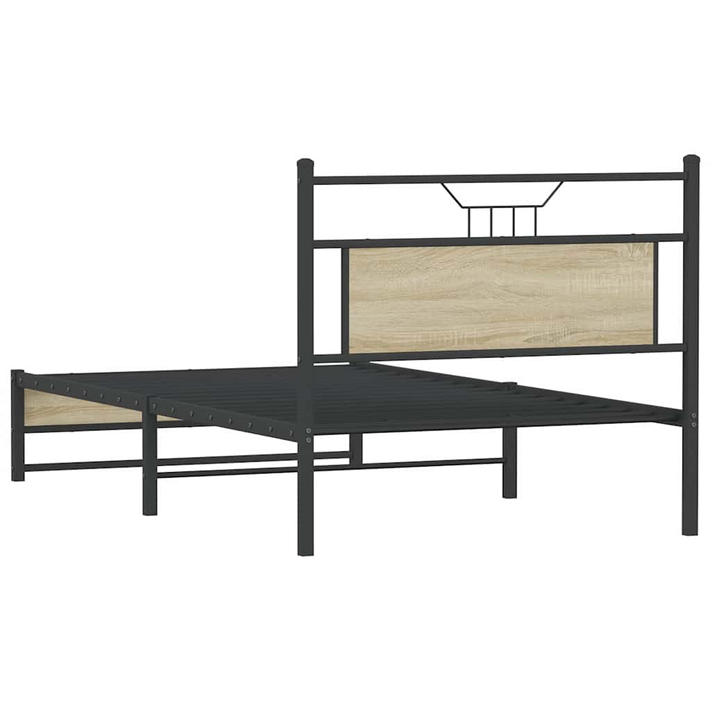 Bed Frame without Mattress Sonoma Oak 107x203 cm Engineered Wood