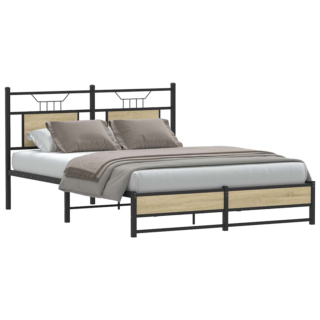 Bed Frame without Mattress Sonoma Oak 140x200 cm Engineered Wood