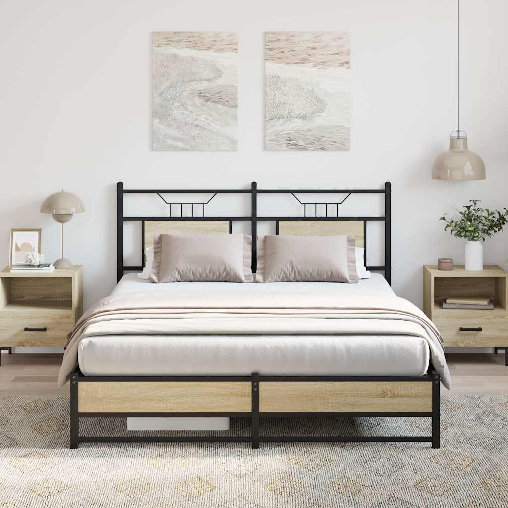 Bed Frame without Mattress Sonoma Oak 140x200 cm Engineered Wood