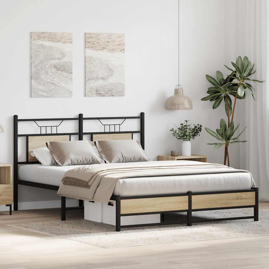 Bed Frame without Mattress Sonoma Oak 140x200 cm Engineered Wood